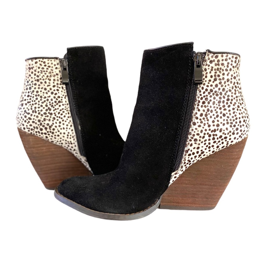 Very Volatile Chatter Size 7.5 Calf Pony Hair Wedge Heel Ankle Bootie Leather